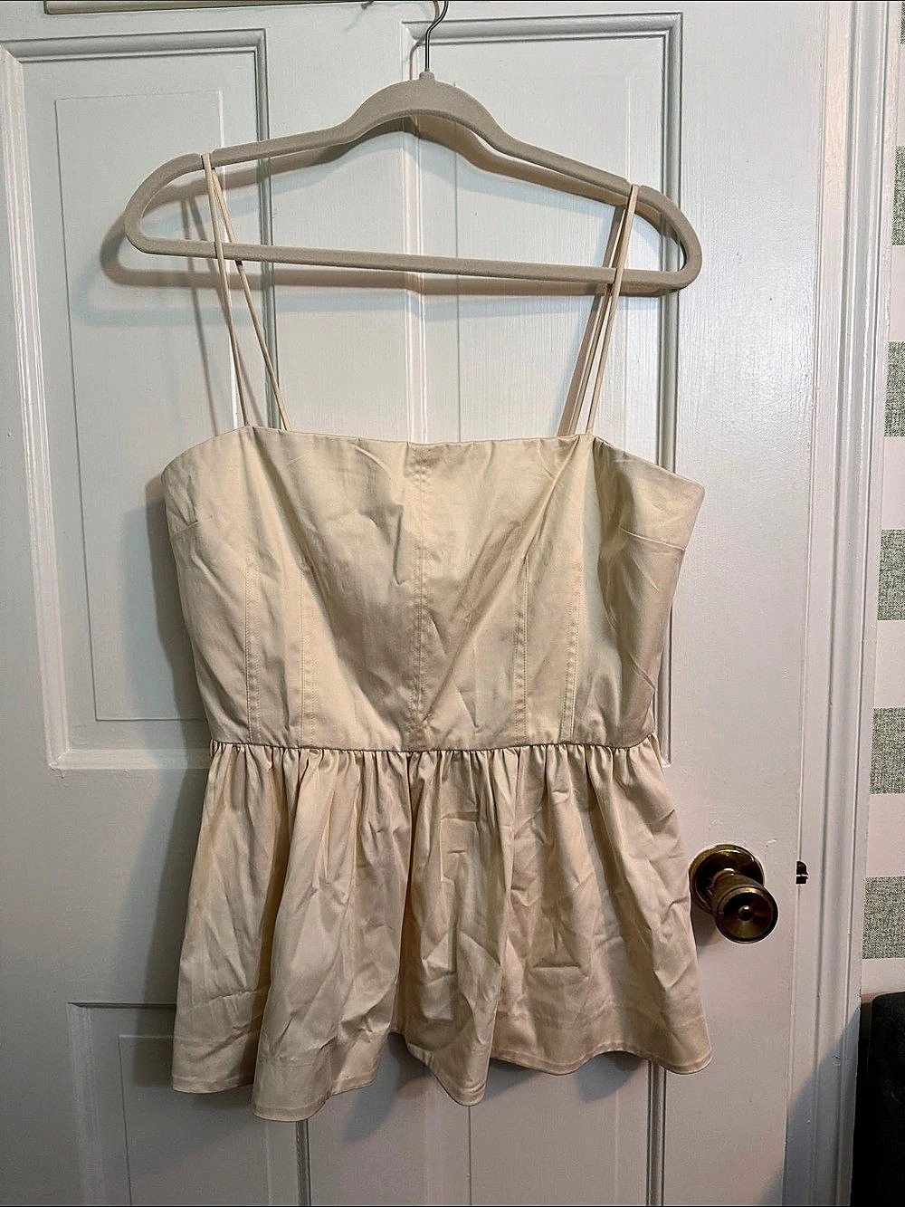 NWT The Style Bungalow x  Antonio Melani Peplum Square Neck Blouse Cream Size 14